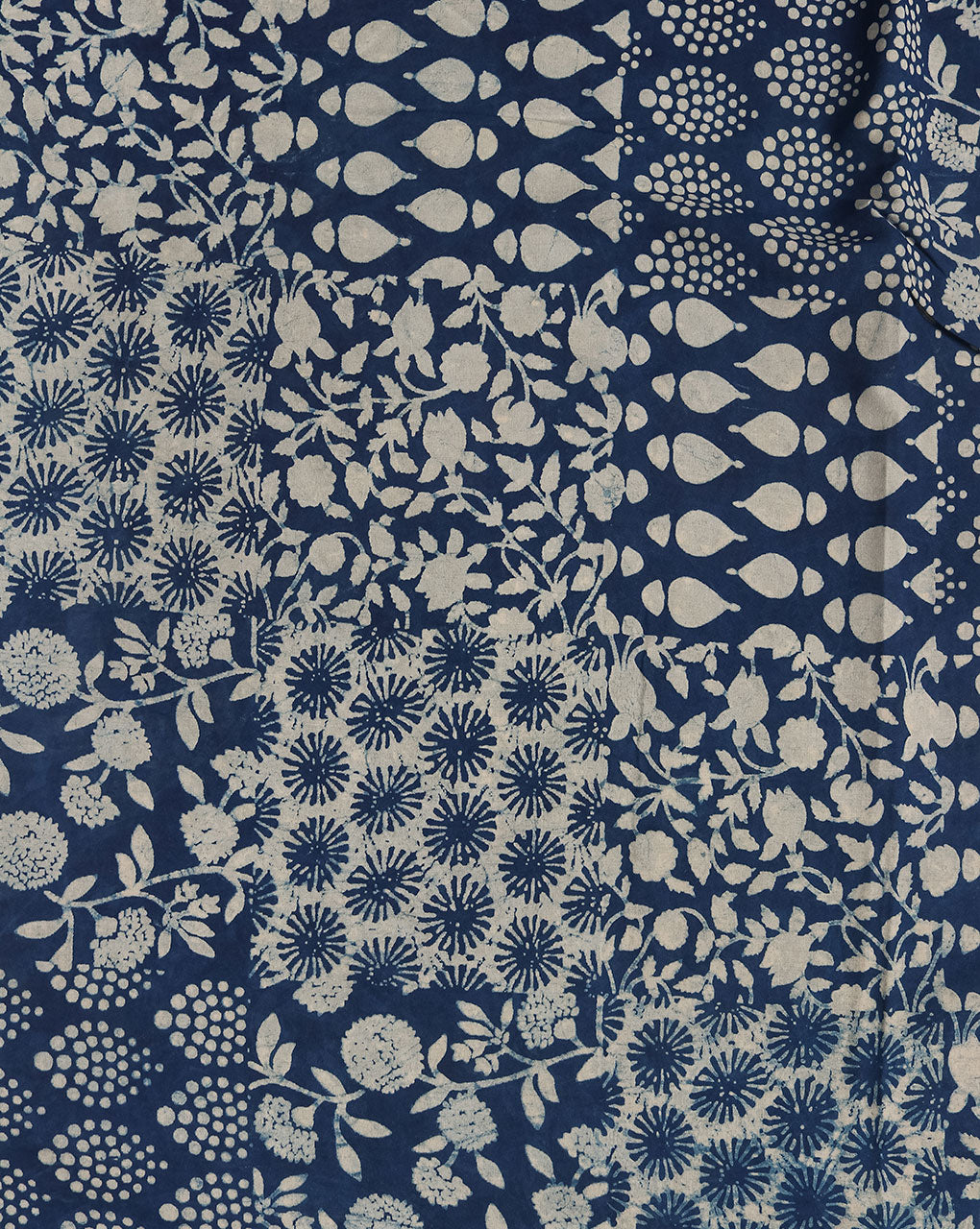 Indigo Hand Block Rayon Fabric ( Width 42 Inch )